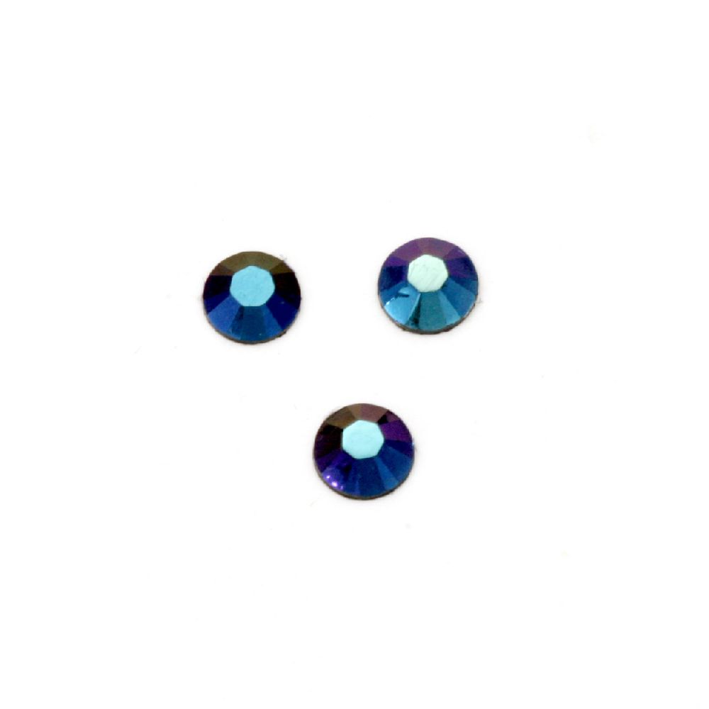 Акрилни камъни за лепене 5 мм кръг цвят индиго дъга фасетиран -100 броя