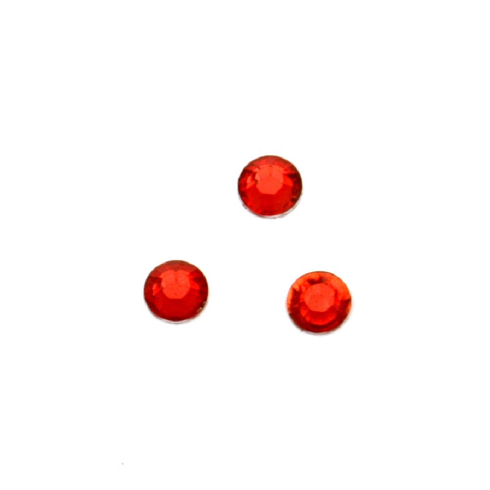 Камък акрил за лепене 3 мм кръг червен прозрачен фасетиран -2 грама ~350 броя