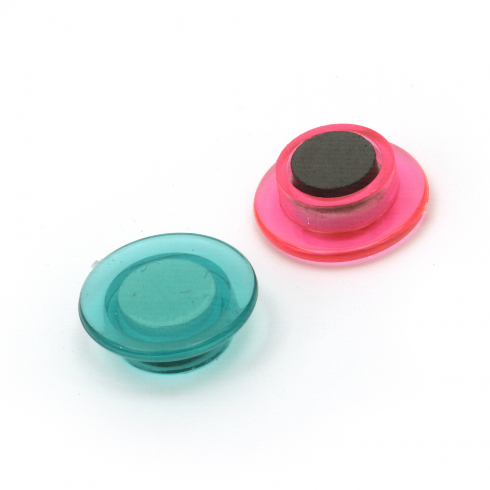 Round Plastic Magnets / 20x7 mm / 5 colors - 10 pieces