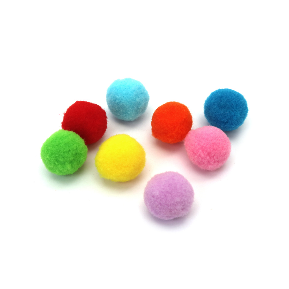 Pom-pomuri multicolore asortate 20 mm – 50 buc, culori vii, perfecte pentru lucru manual, DIY și decorațiuni jucăușe
