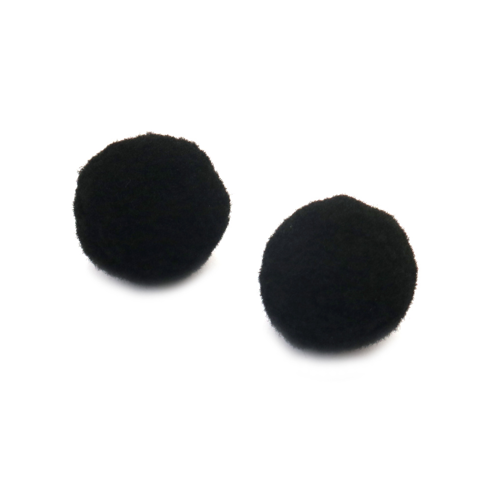 Craft Pom Pom Balls for DIY Creative Craft Decorations / 25 mm / Black - 20 pieces