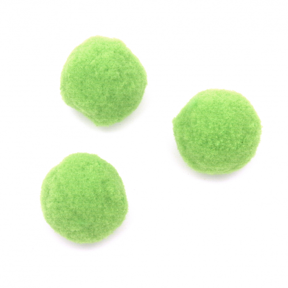 Soft pompoms for decoration of festive cards, albums, boxes 25 mm light green - 20 pieces