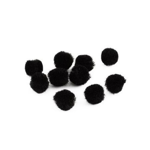 Soft round pompoms for DIY art decoration 15 mm black - 20 pieces