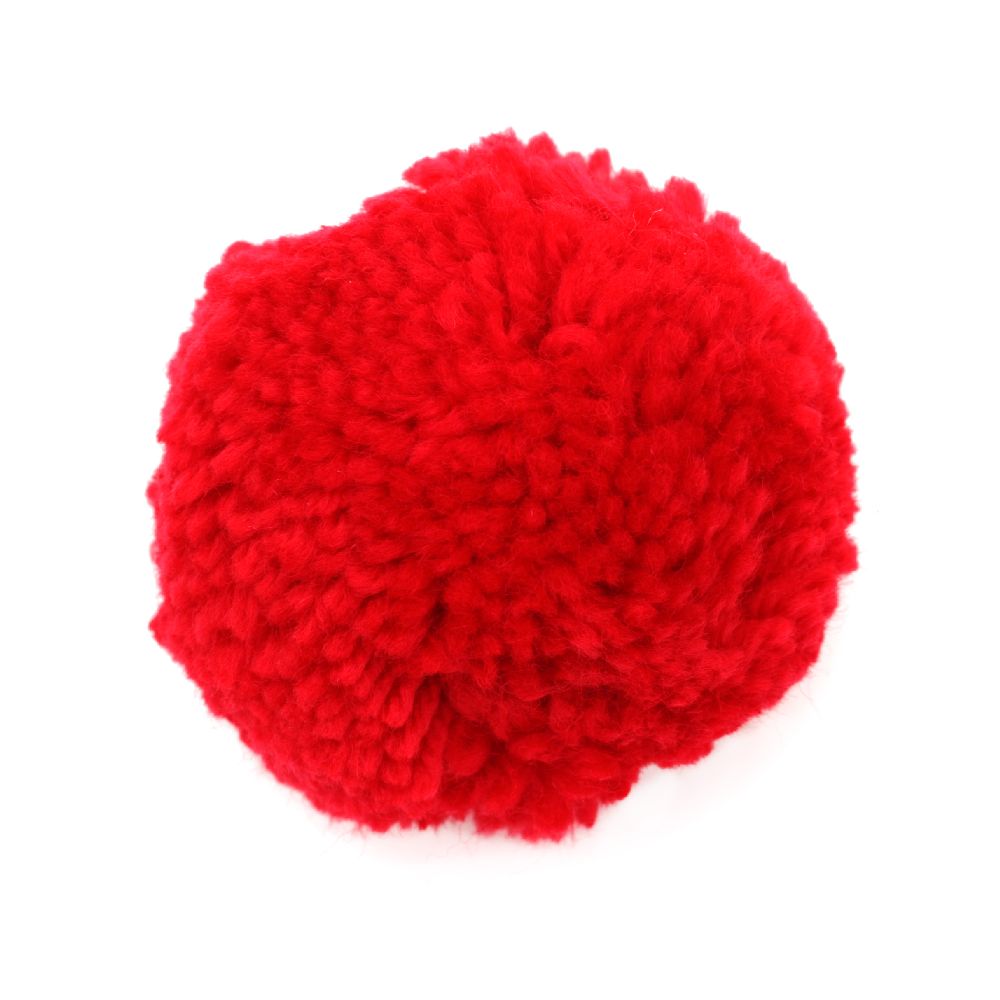 Handmade Red Pompoms / 70 mm - 1 piece