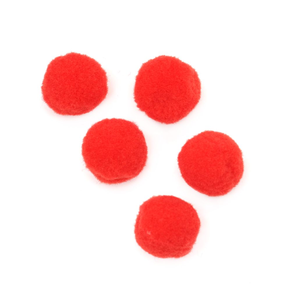 Pompons, 20 mm, Red, First Quality - 50 Pieces