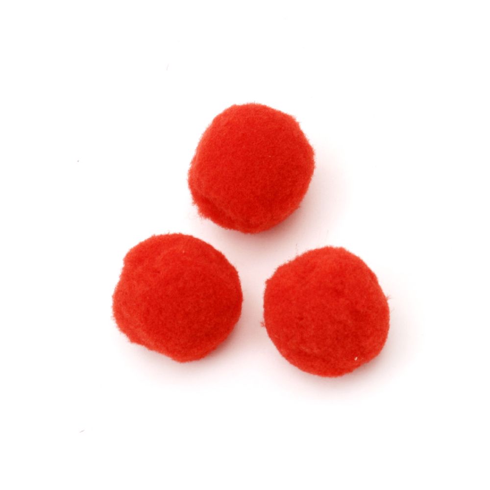 FIRST QUALITY Pompoms / 25 mm / Red - 50 pieces