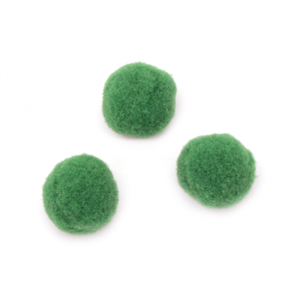 Green soft pompoms for handmade decor projects 20 mm  first quality - 50 pieces