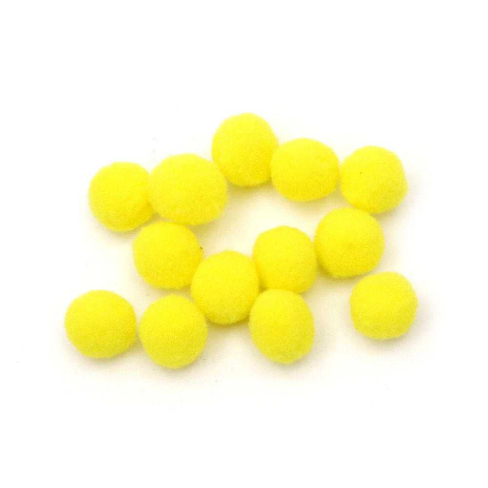 Pompoms 13 mm galben -50 bucăți