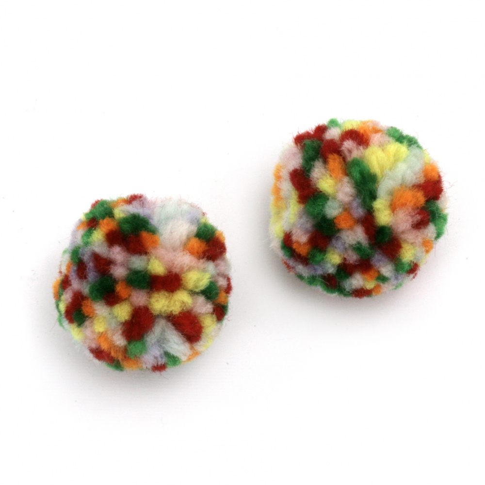 Multicolored Fluffy Pompoms for Craft Projects / 25 mm - 6 pieces