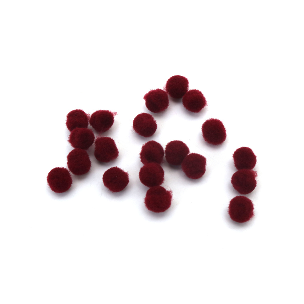 Pompoane Premium Bordo 6 mm – Set de 50 bucăți, calitate superioară pentru decorațiuni elegante, DIY & proiecte cadou