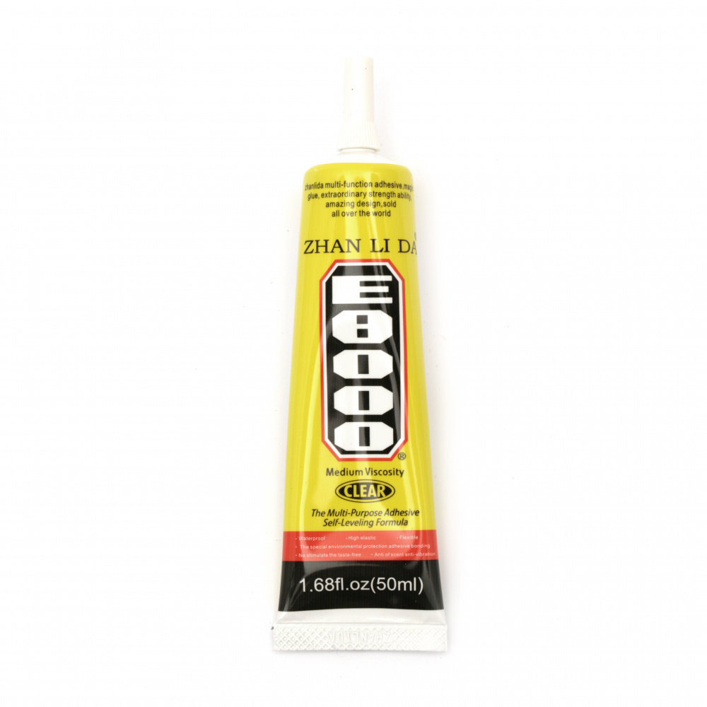 One-component multifunctional adhesive E8000 with a medium viscosity for mobile phone repairs and items made of metal, glass, and ceramics - 50 ml.