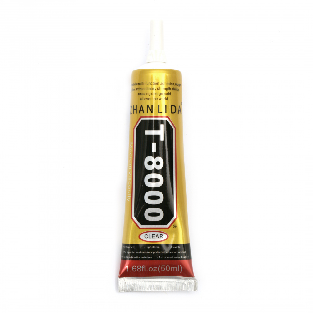 One-component multifunctional fast-drying, heat-resistant adhesive T-8000, CLEAR, for repairing tablets and smartphones - 50 ml.