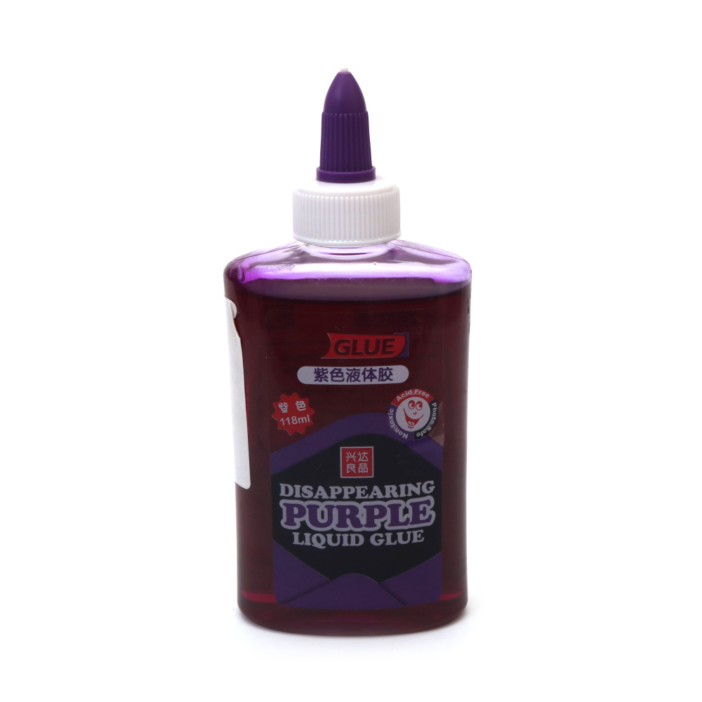 Adeziv lichid mov care dispare – 118 ml – ușor de aplicat, se usucă transparent, perfect pentru copii, proiecte DIY, craft și creații din hârtie