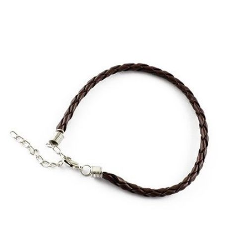 Bracelet imitation leather 200x3 mm brown dark