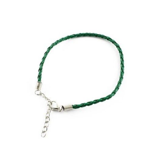 Bracelet imitation leather 200x3 mm green dark
