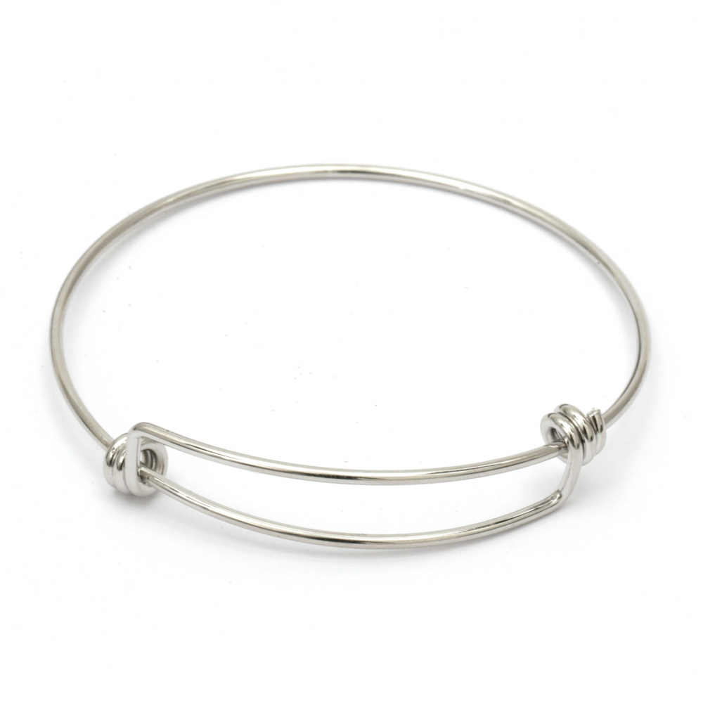 STEEL Expandable Wire Bracelet Base / 65 mm /  Silver