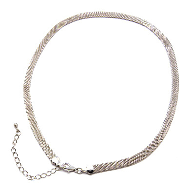 Metal necklace flat 43 cm silver