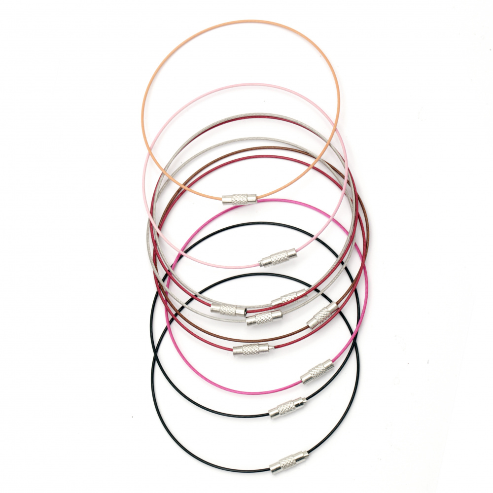 Assorted Colors Steel Cord Bracelets / Diameter: 7,2 cm