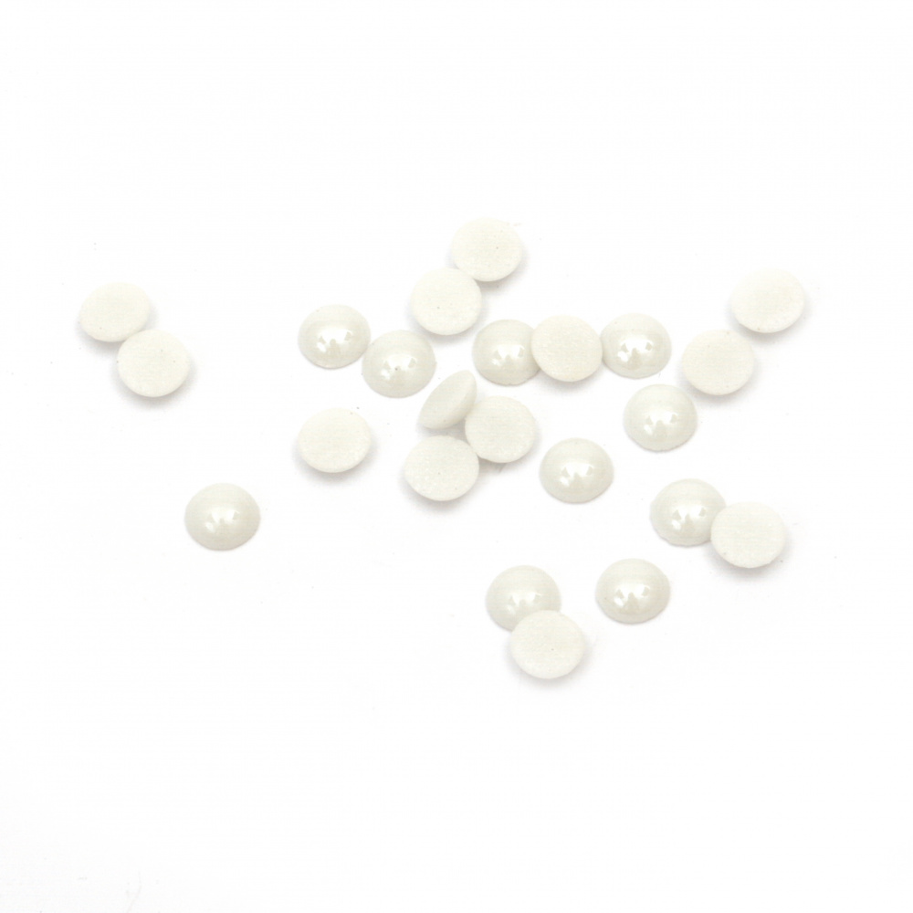 Acrylic Adhesive-Backed Round Stones, 6x2mm, White Color - 100 Pieces