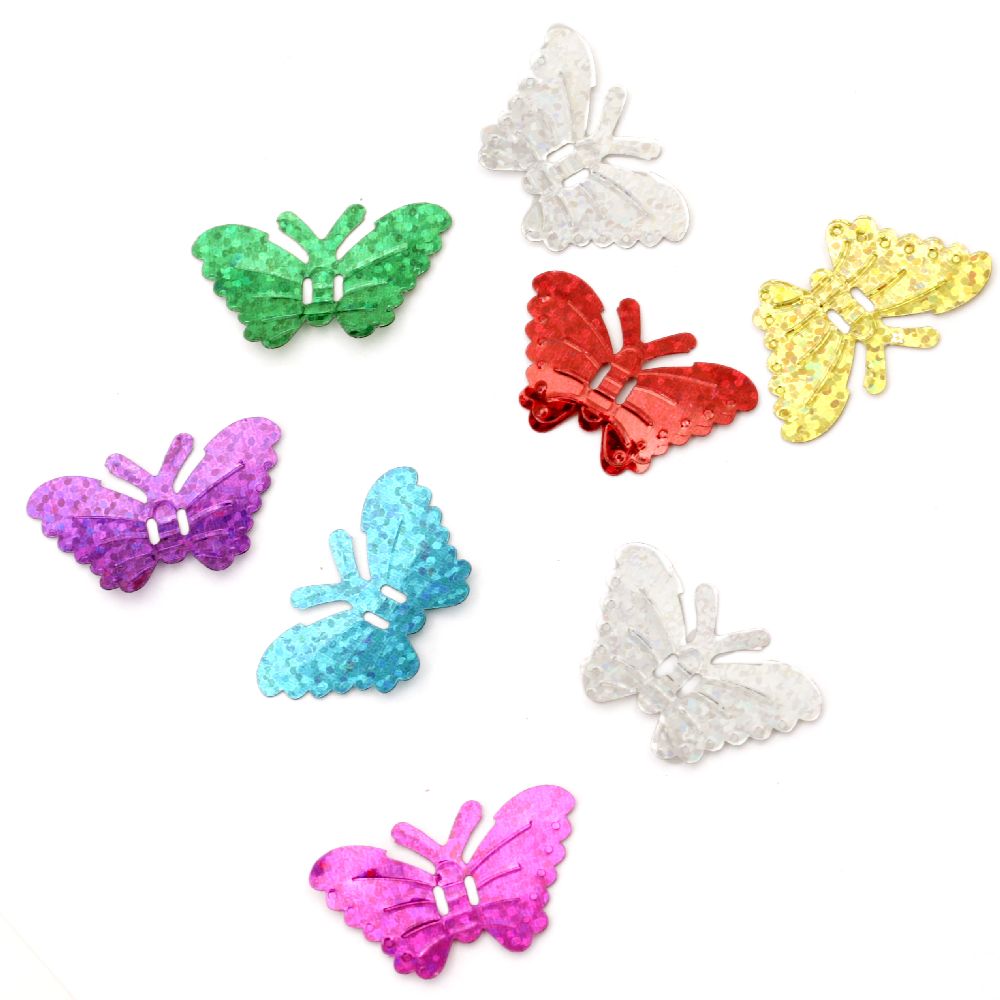 Sequins butterfly 20x34 mm rainbow Different types - 20 grams