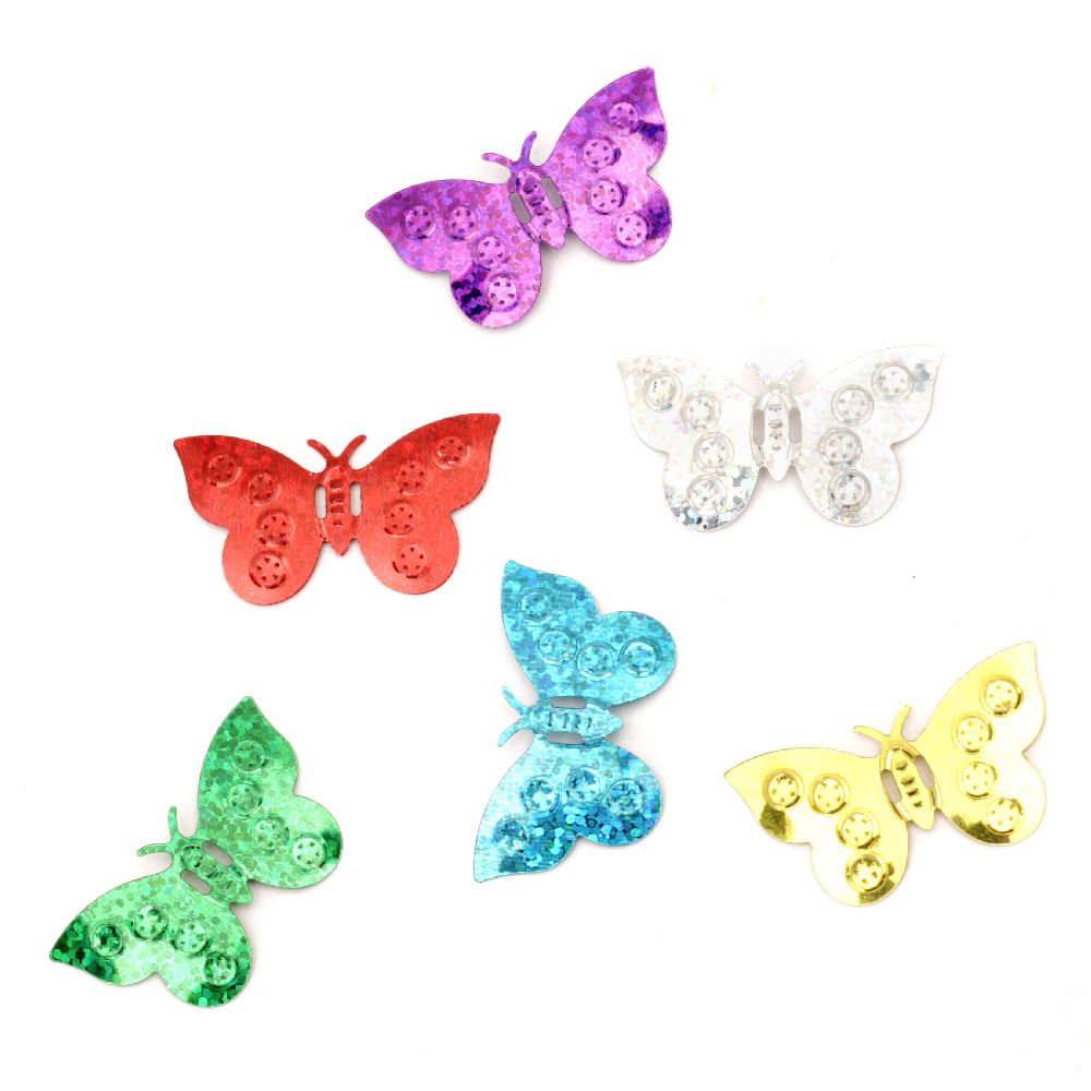 Sequins butterfly 22x38 mm rainbow Different types - 20 grams