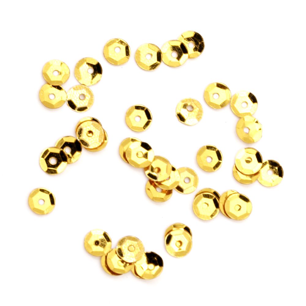 Sequins round 5 mm gold - 20 grams