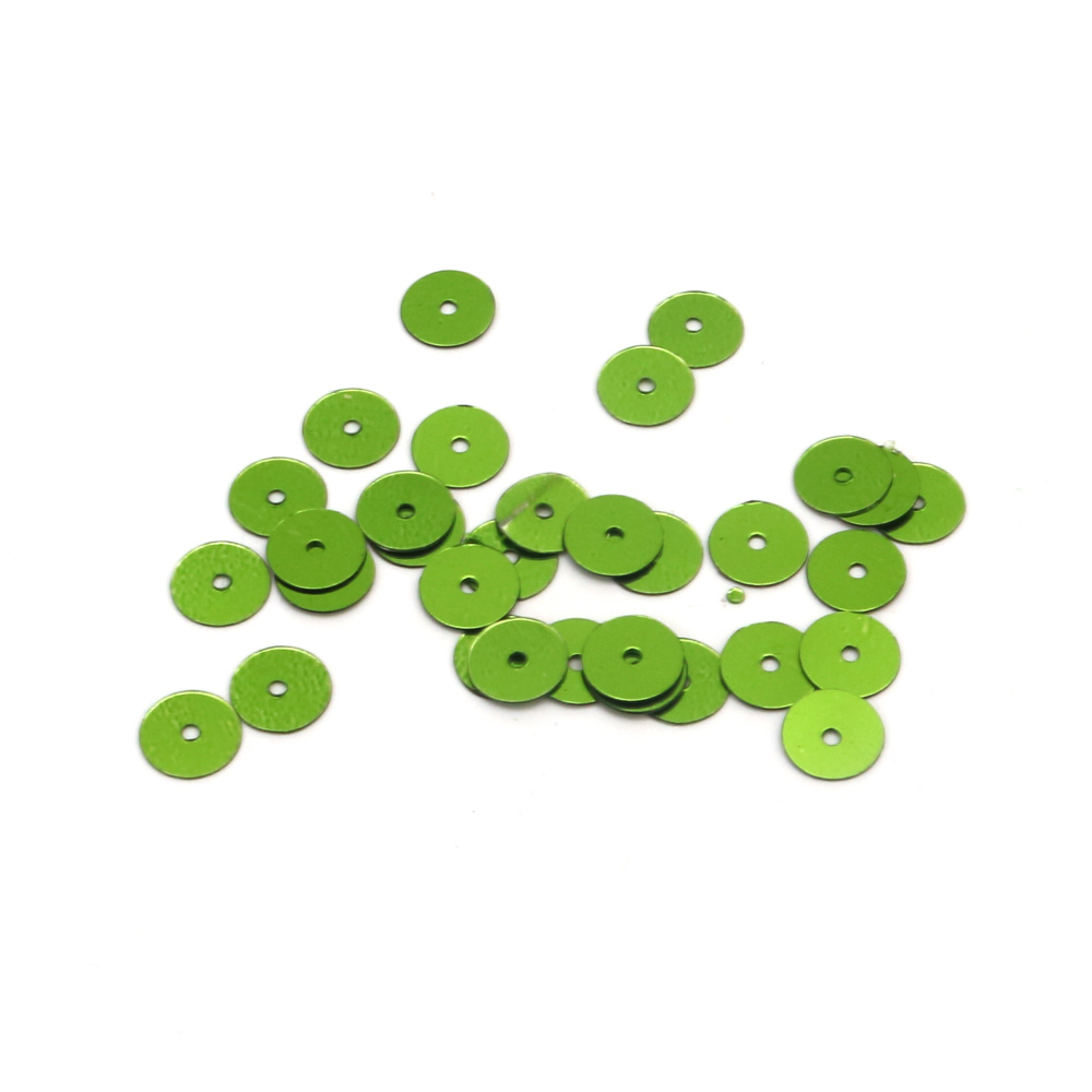 Flat Round Sequins / 6 mm / Green - 20 grams 