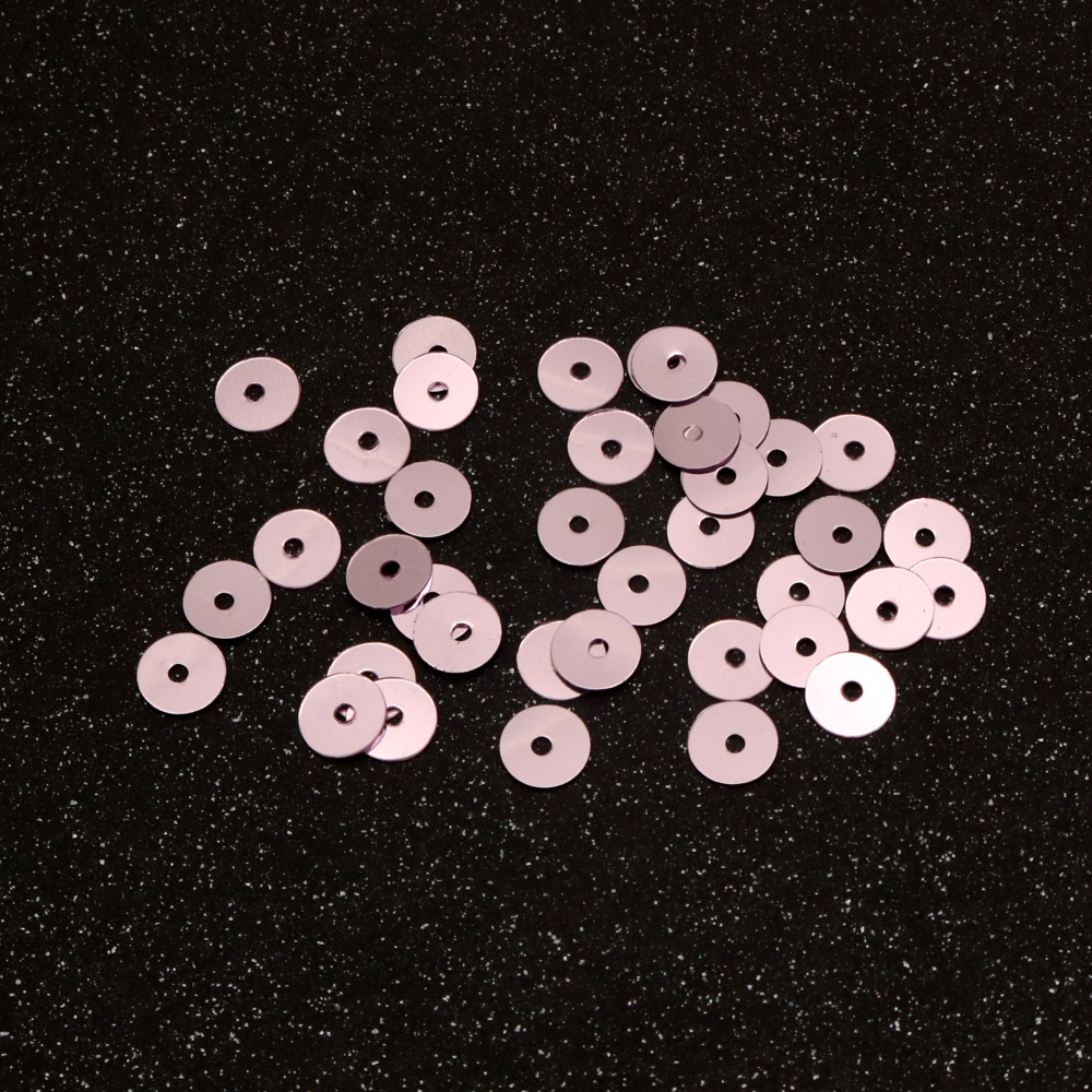 Flat Round Sequins / 6 mm / Ash Pink - 20 grams 