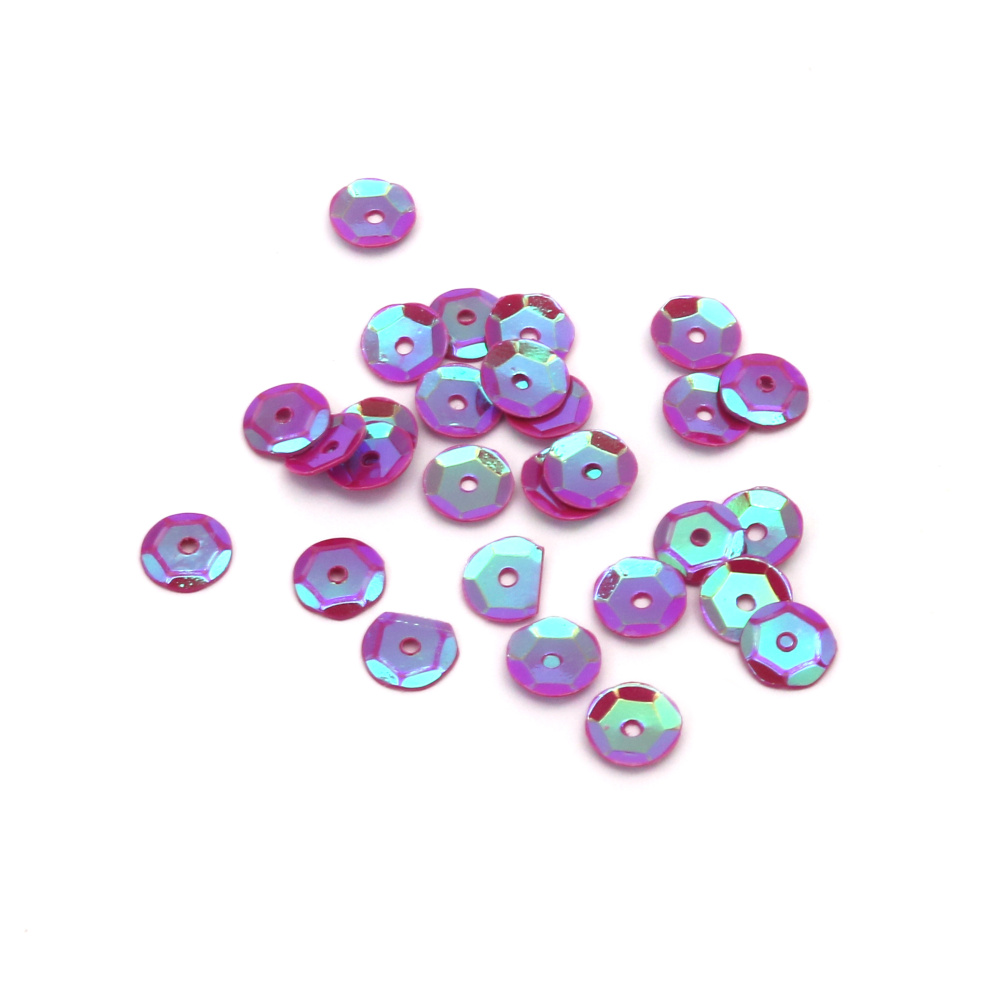 Round Cup Sequins / 6 mm / Purple Rainbow - 20 grams 