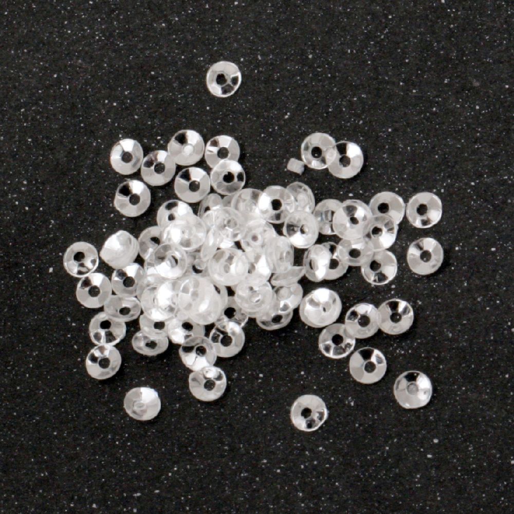 Sequins round 3 mm transparent mother of pearl -20 grams