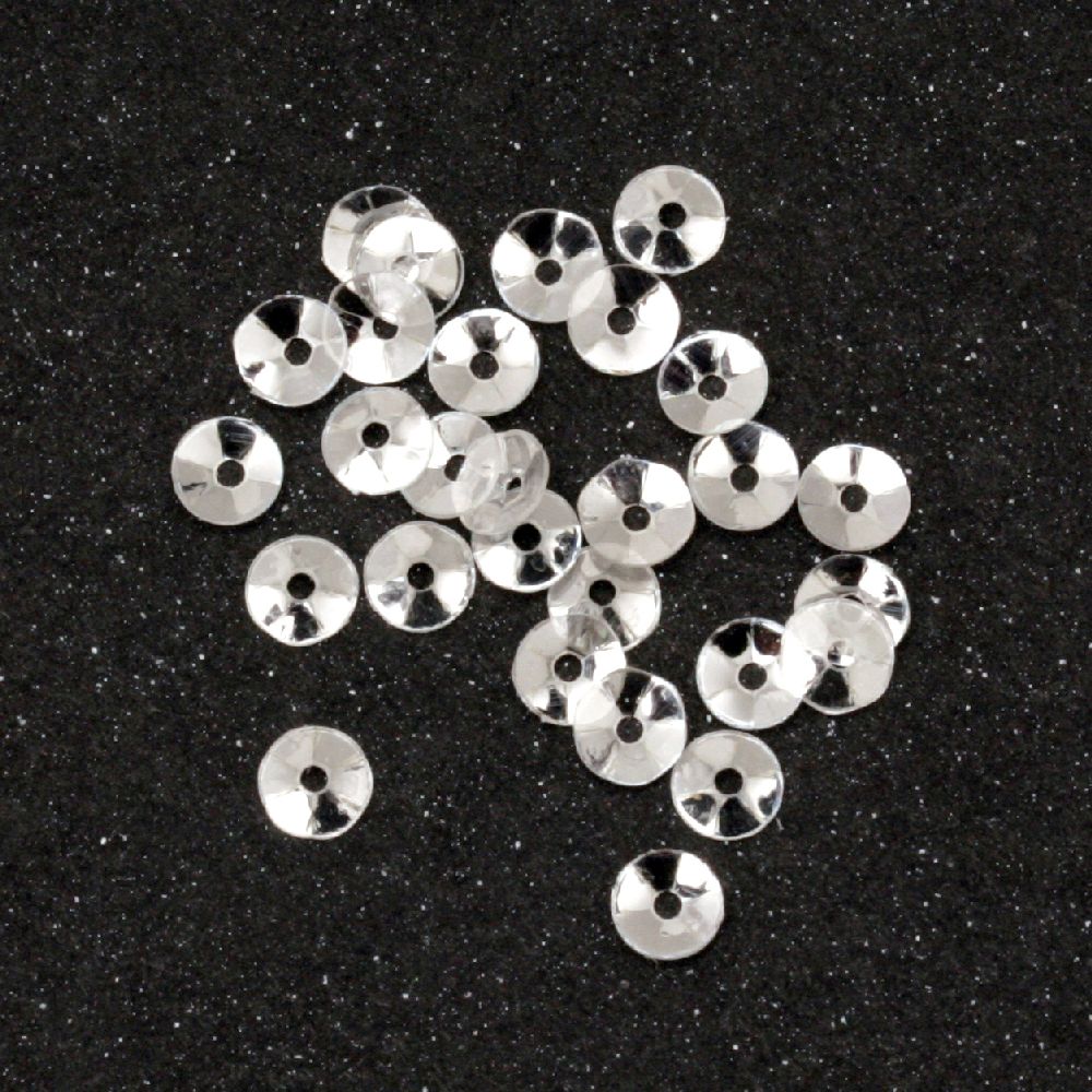 Sequins round 4 mm transparent mother of pearl -20 grams