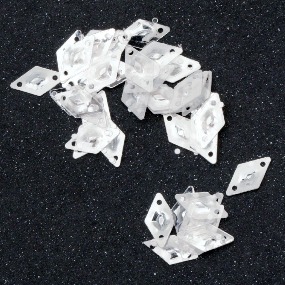 Sequins rhombus 6x10 mm two holes transparent mother of pearl -10 grams