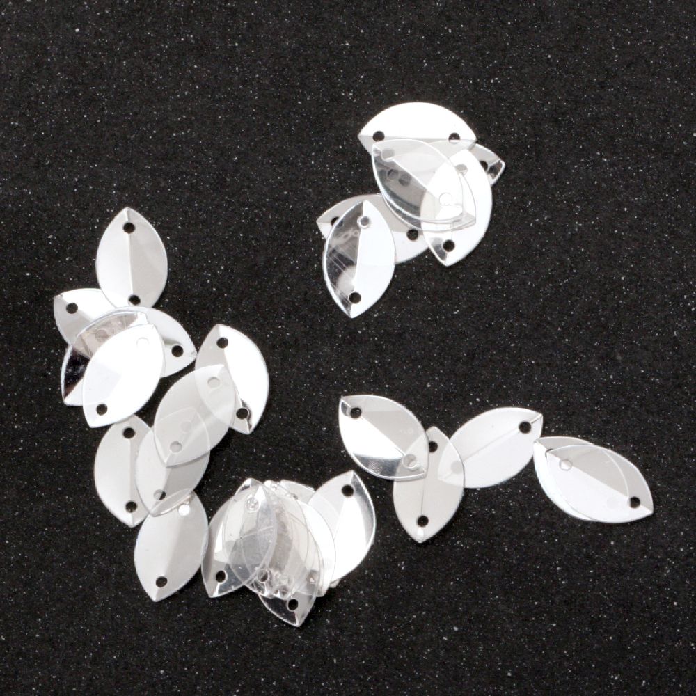 Sequins sheet 7x12 mm two holes transparent mother of pearl -20 grams