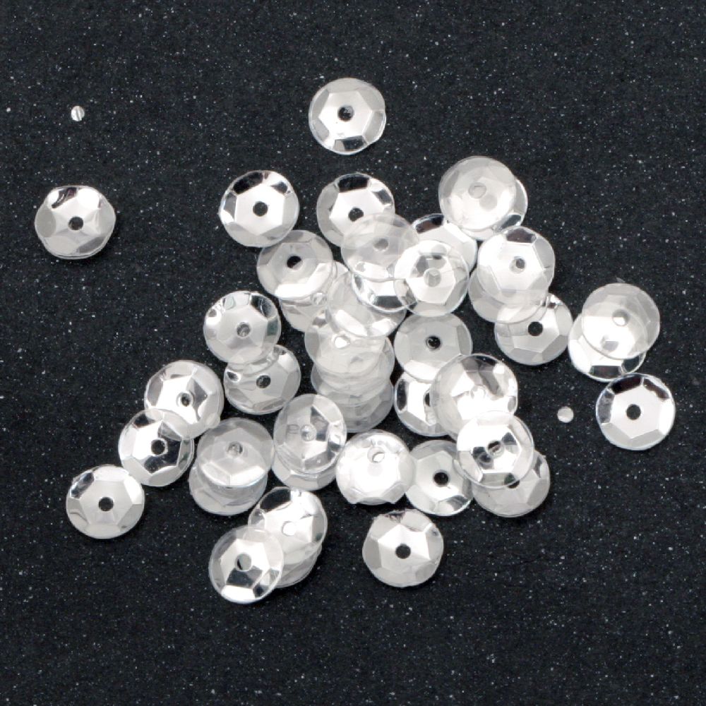 Sequins round 7 mm transparent mother of pearl -20 grams