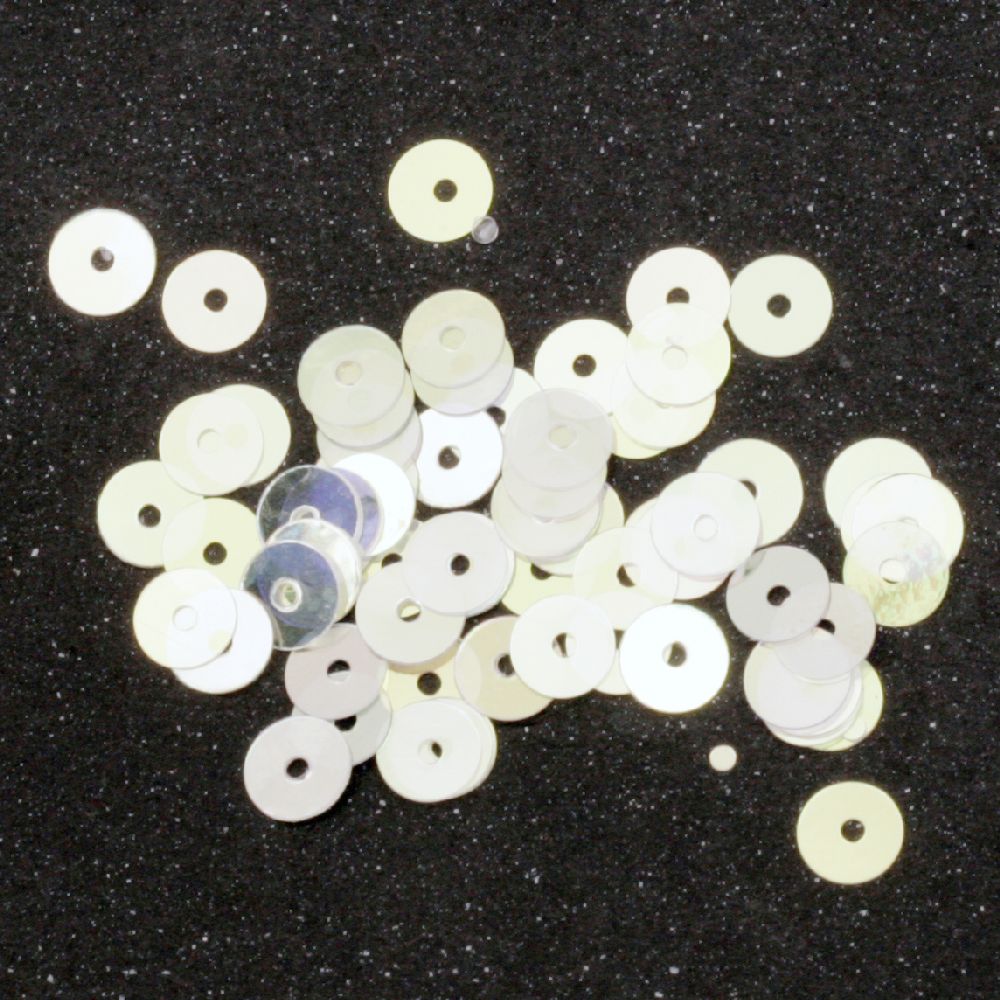Sequins round flat 5 mm transparent arc - 20 grams