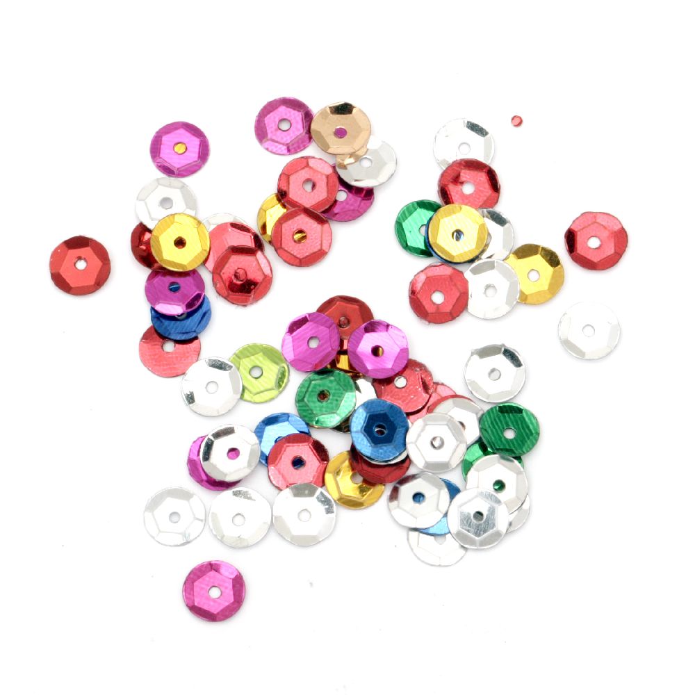 Sequins, Oval Shape, 6mm, Assorted Colors - 20 Grams