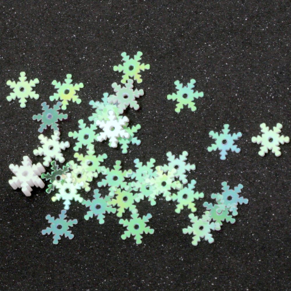 Sequins snowflake 7.5 mm transparent arc -20 grams