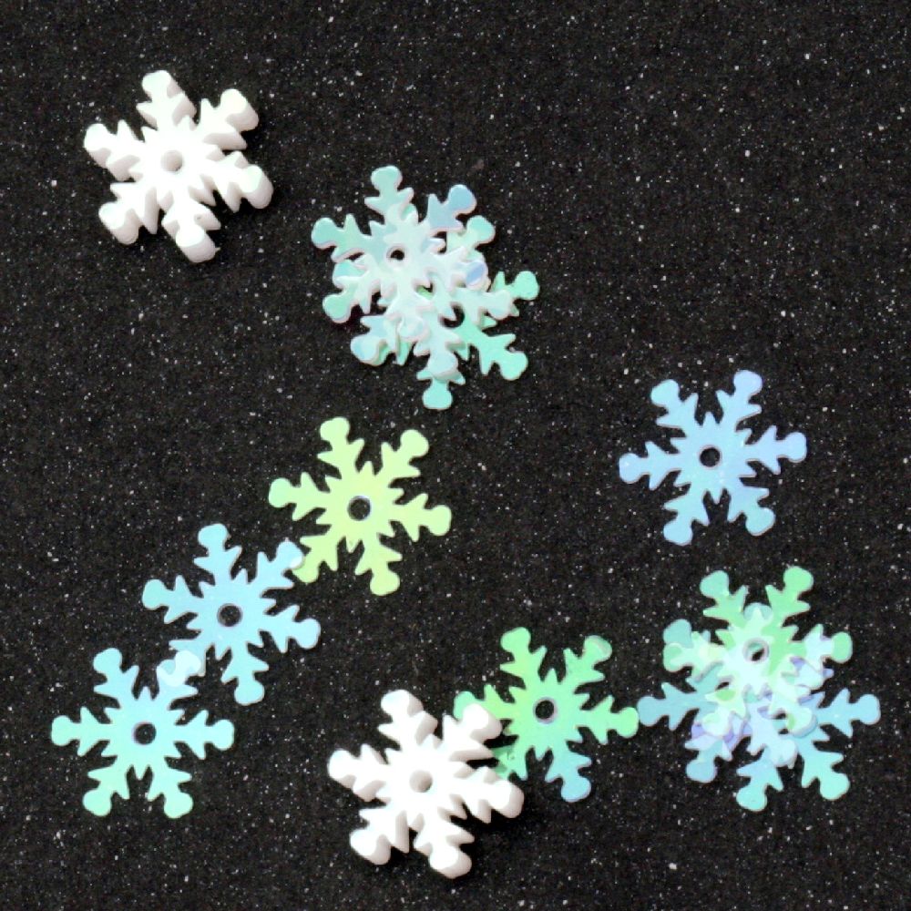 Sequins snowflake 10 mm transparent arc -20 grams