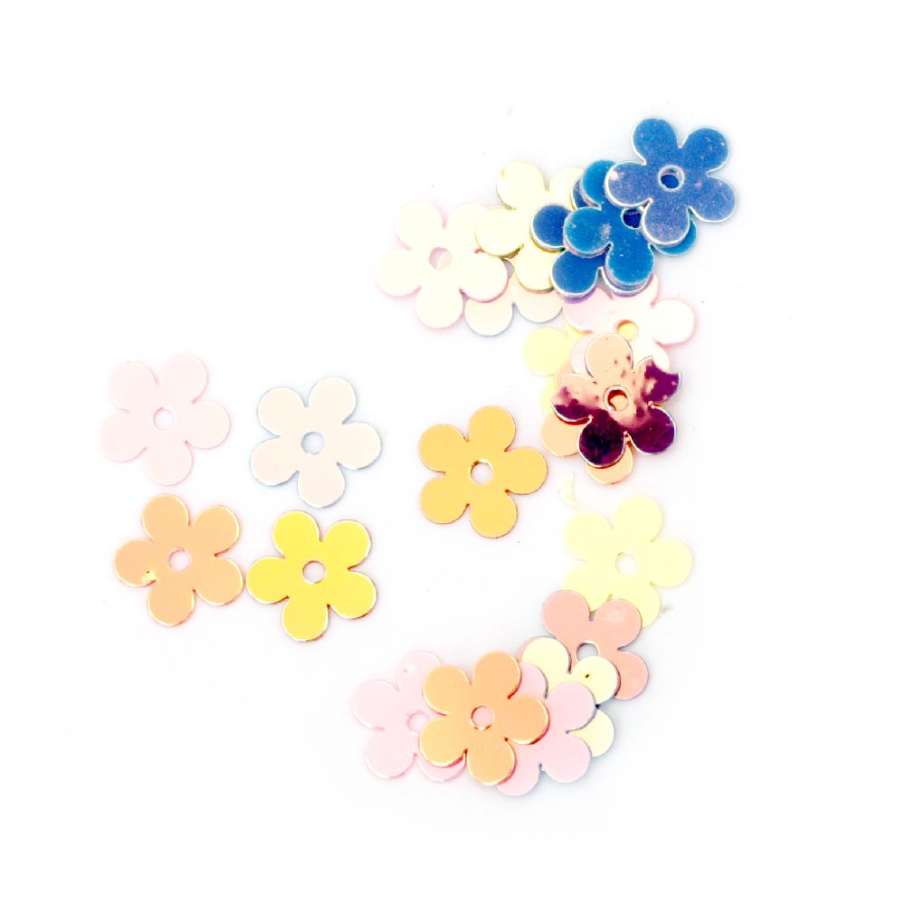 Λουλούδι πούλιες 7 mm πολύχρωμες ιριδίζον -20 γραμμάρια