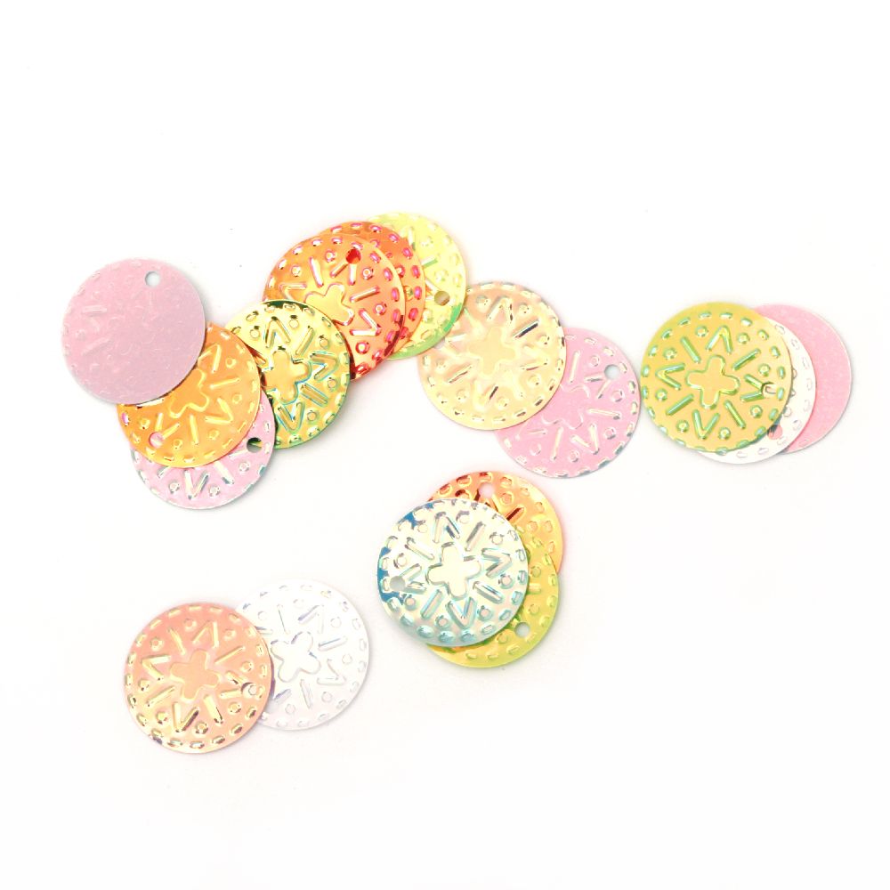Sequins coin 17 mm rainbow assorted -10 grams