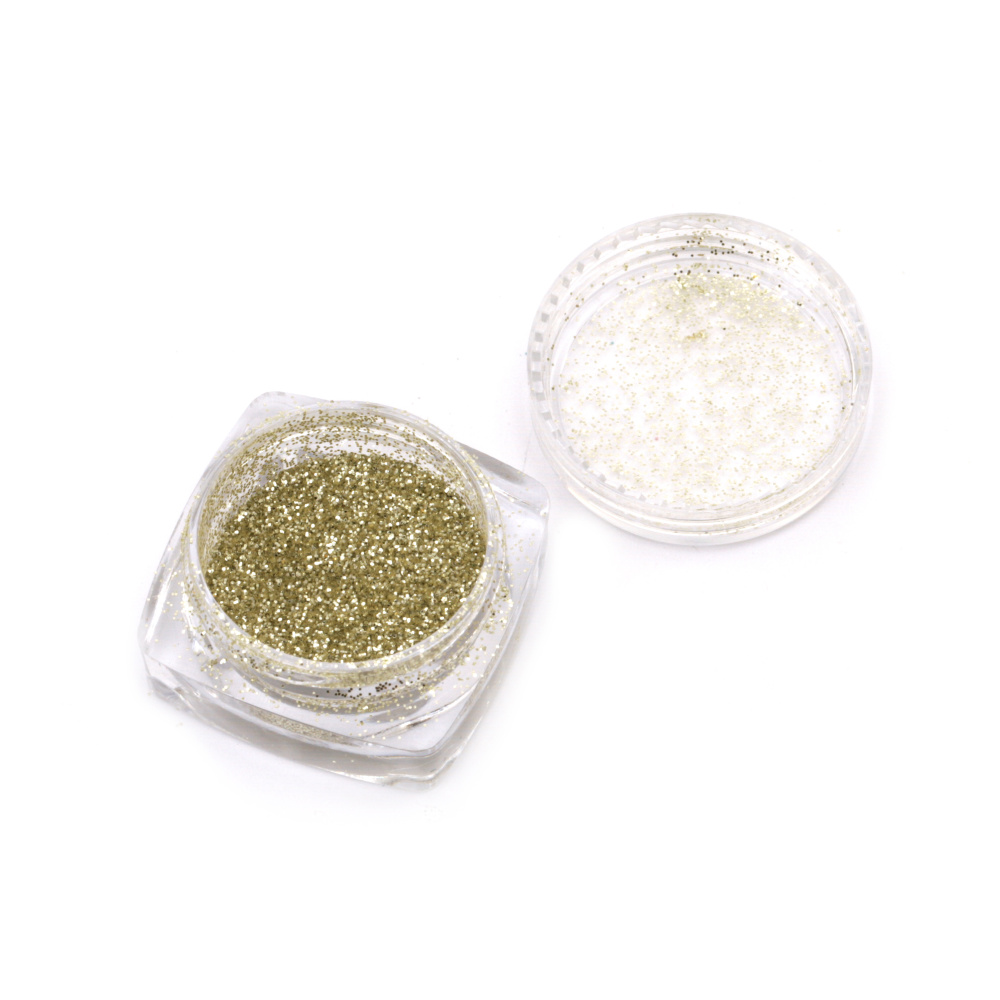 Brocade/glitter powder 0.2 mm 200 micron, gold/champagne color -3 ml ~3 grams