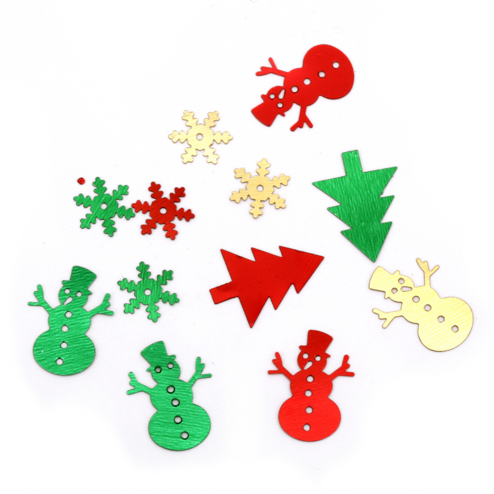 Elements for Christmas decoration 11x11 ~ 15x20 mm -9 grams