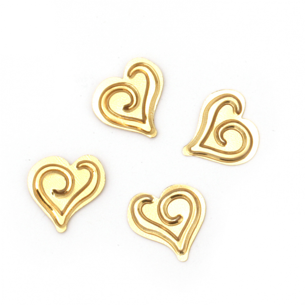Heart decoration element 15 mm gold -20 grams