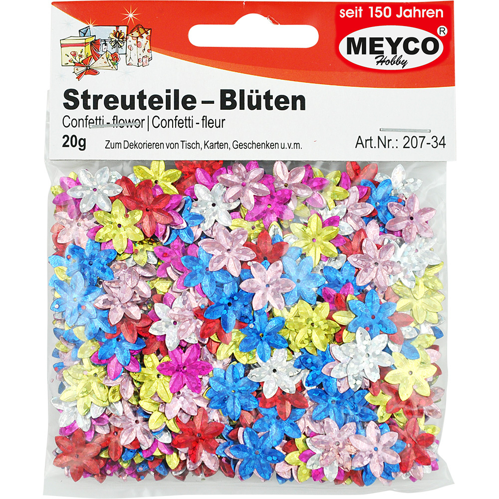 Flower Sequins Confetti 14 mm, Rainbow ASSORTED -20 grams