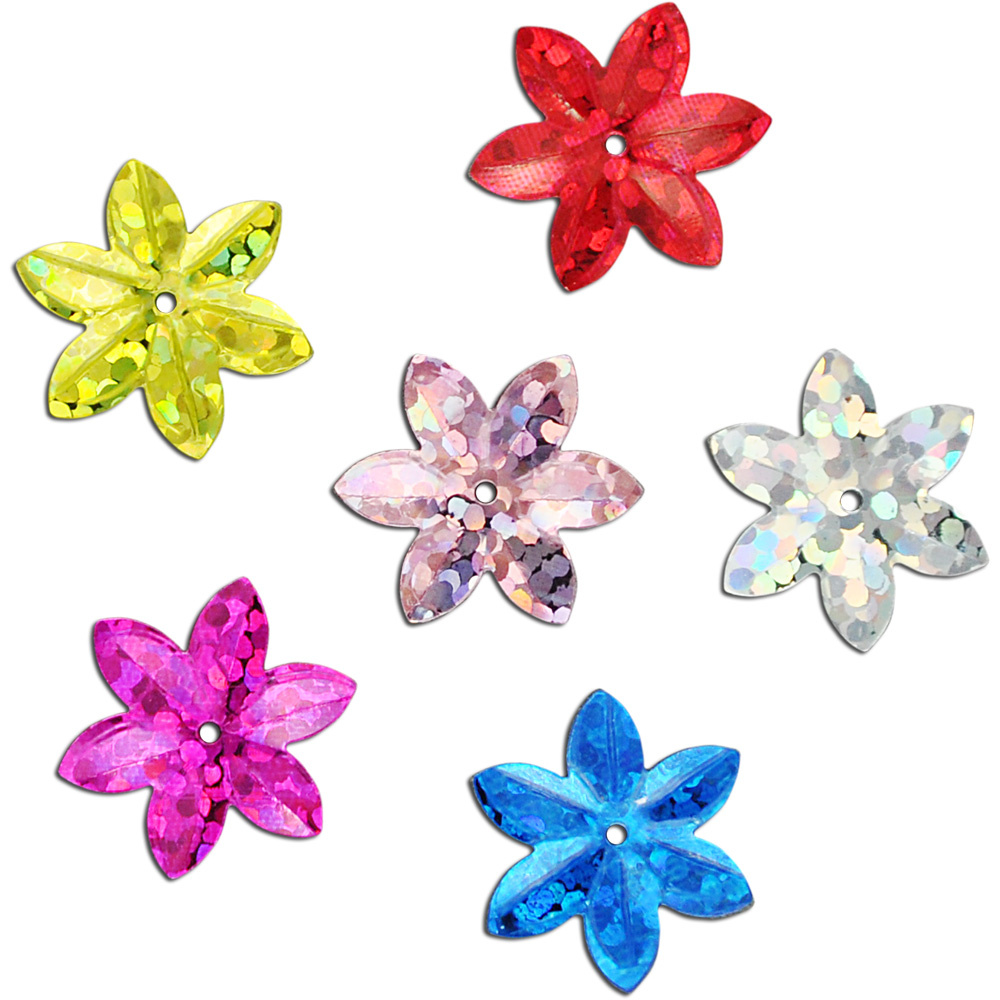 Flower Sequins Confetti 14 mm, Rainbow ASSORTED -20 grams