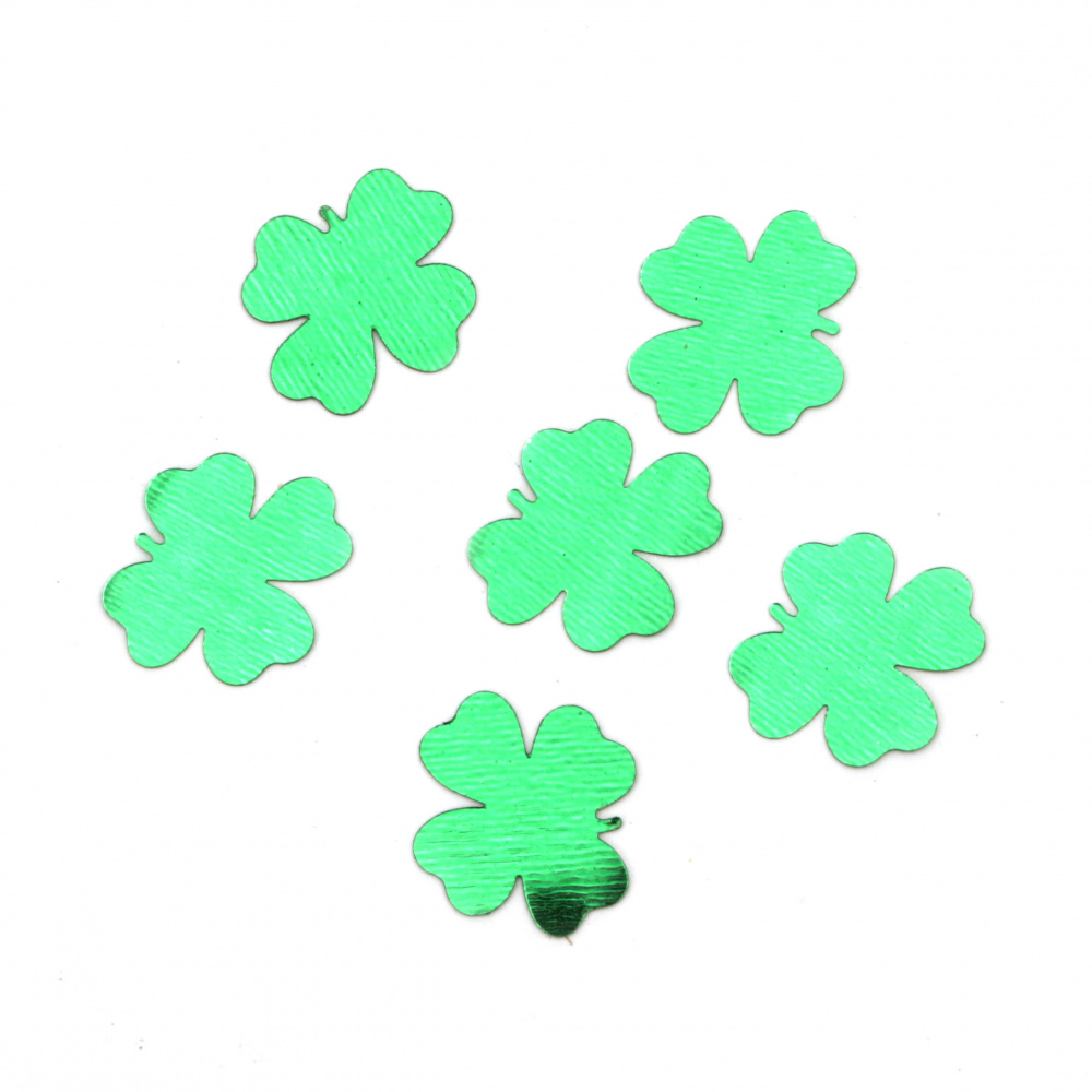 Elements for Party Decoration, Four-Leaf Clover Confetti, 15x15 mm, color Green - 20 grams