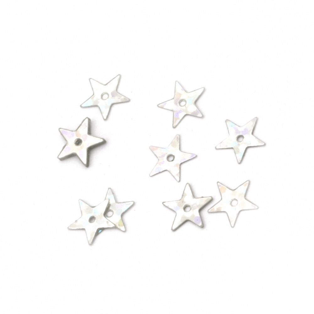 Пайети звезда 7 мм сребро дъга -20 грама