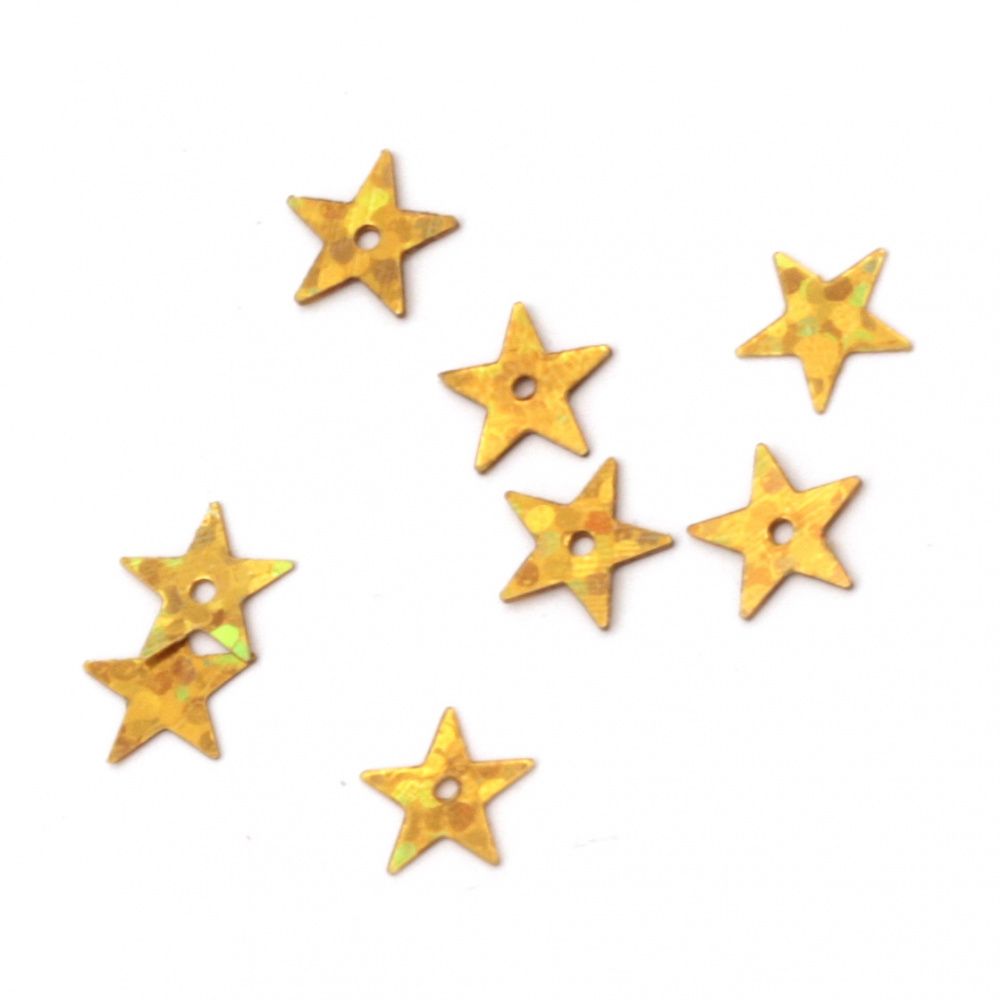 Sequins star 7 mm old gold rainbow -20 grams