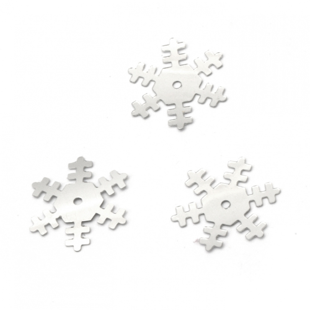 Sequins snowflake 18 mm silver -20 grams