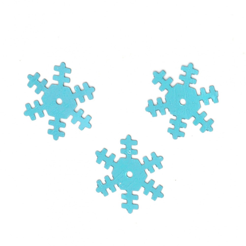Пайети снежинка 18 мм сини -20 грама